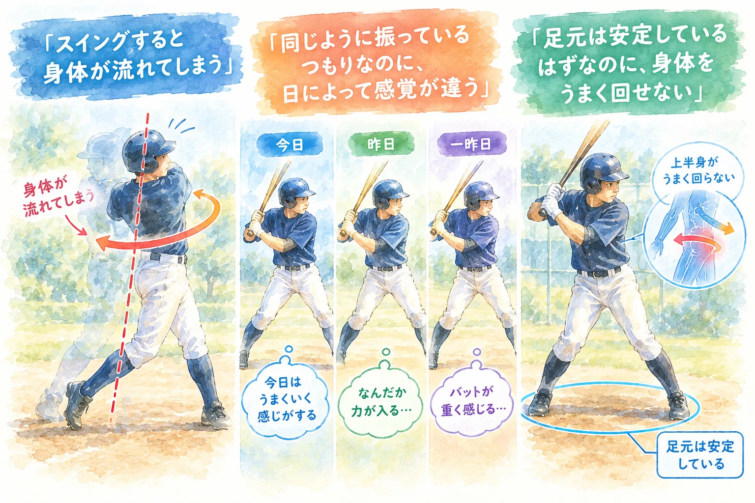 バッティングの軸ブレを見直す｜「真っすぐ立つ」から始める身体のお手入れ